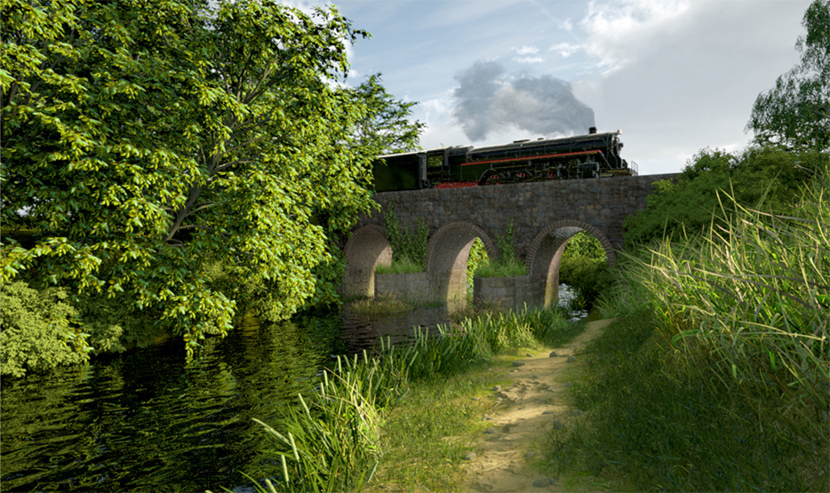 Train 3D VR 360 scene